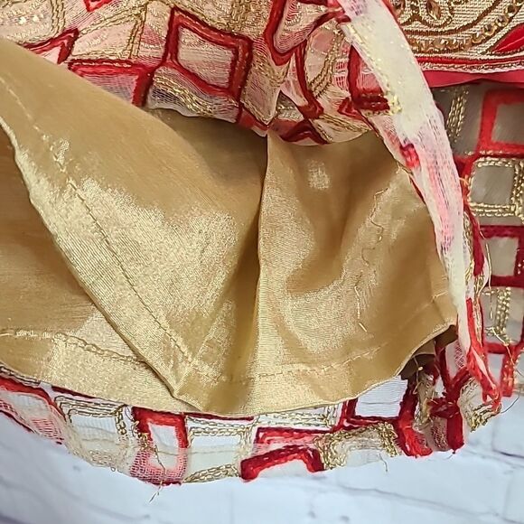 Girls Embellished 3pc Salwar Suit Set Chinon Georgette Kurta Indian Festive Wear - Picture 9 of 16